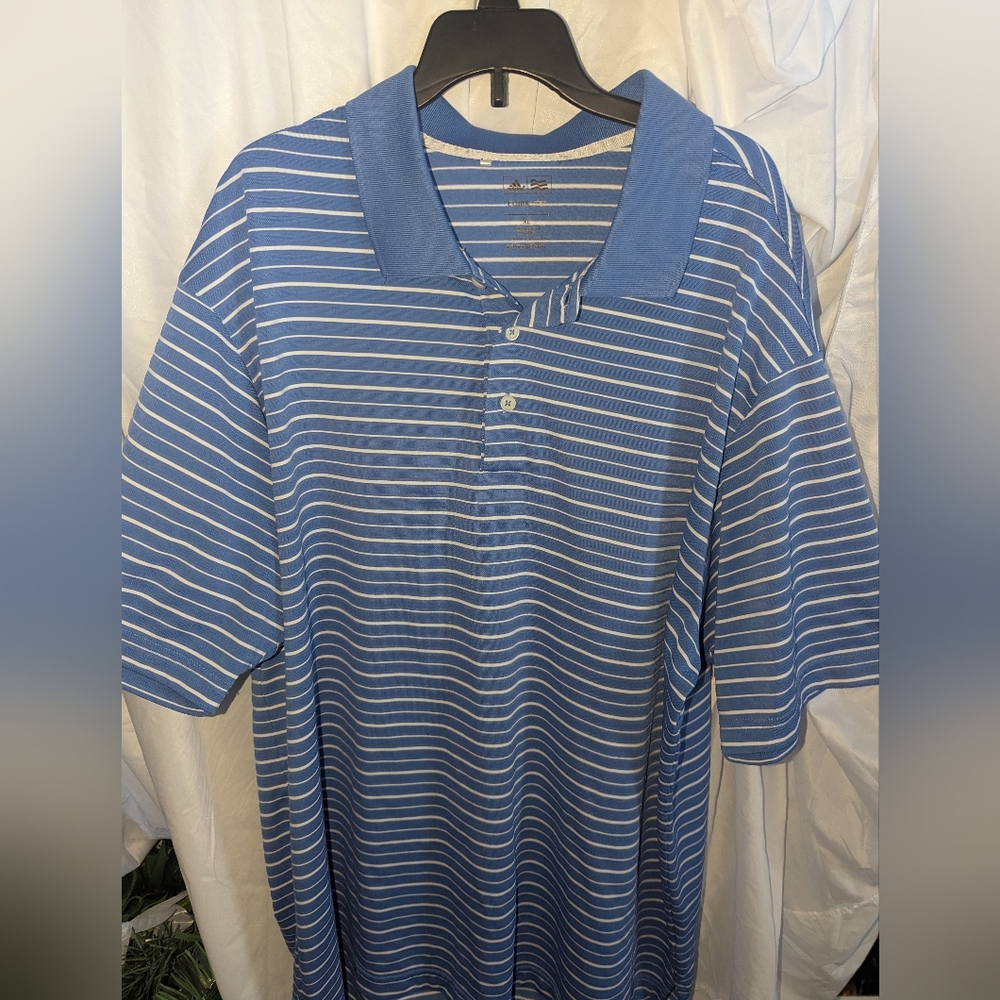 Men's XL Adidas‎ ClimaLite Striped Golf Polo